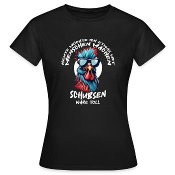 Gerne was mit Menschen machen schubsen wäre toll - Frauen T-Shirt - Schwarz - Vorne - AI Model Female 172 dark (172cm)