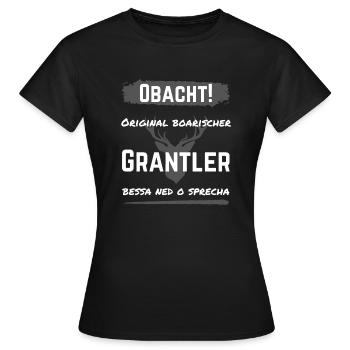 Obacht - Boarischer Grantler - Nicht ansprechen - Frauen T-Shirt - Schwarz - Vorne - AI Model Female 172 dark (172cm)