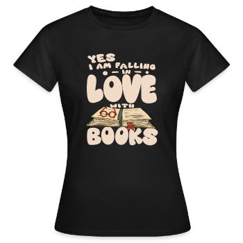 Ich liebe Bücher - Buch - Frauen T-Shirt - Schwarz - Vorne - AI Model Female 172 dark (172cm)
