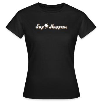 Ahornsirup Baum Klopfen Lustiger Herbst - Frauen T-Shirt - Schwarz - Vorne - AI Model Female 172 dark (172cm)