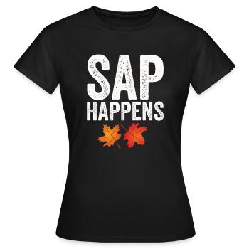 Ahornsirup Baum Klopfen Lustiger Herbst - Frauen T-Shirt - Schwarz - Vorne - AI Model Female 172 dark (172cm)