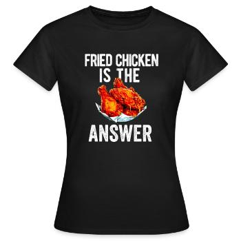 Amateur d’ailes de poulet frites au poulet et aux gaufres - T-shirt Femme - noir - Devant - AI Model Female 172 dark (172cm)