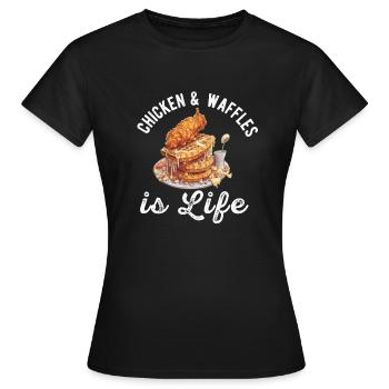 Amateur d’ailes de poulet frites au poulet et aux gaufres - T-shirt Femme - noir - Devant - AI Model Female 172 dark (172cm)