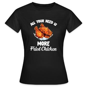 Amateur d’ailes de poulet frites au poulet et aux gaufres - T-shirt Femme - noir - Devant - AI Model Female 172 dark (172cm)