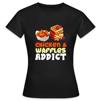Amateur d’ailes de poulet frites au poulet et aux gaufres - T-shirt Femme - noir - Devant - AI Model Female 172 dark (172cm)