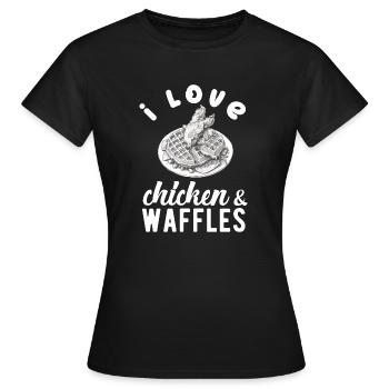 Amateur d’ailes de poulet frites au poulet et aux gaufres - T-shirt Femme - noir - Devant - AI Model Female 172 dark (172cm)