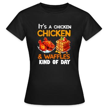 Amateur d’ailes de poulet frites au poulet et aux gaufres - T-shirt Femme - noir - Devant - AI Model Female 172 dark (172cm)