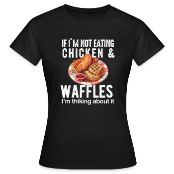 Amateur d’ailes de poulet frites au poulet et aux gaufres - T-shirt Femme - noir - Devant - AI Model Female 172 dark (172cm)