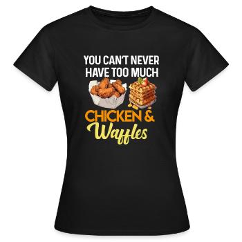 Amateur d’ailes de poulet frites au poulet et aux gaufres - T-shirt Femme - noir - Devant - AI Model Female 172 dark (172cm)