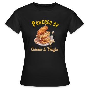Amateur d’ailes de poulet frites au poulet et aux gaufres - T-shirt Femme - noir - Devant - AI Model Female 172 dark (172cm)