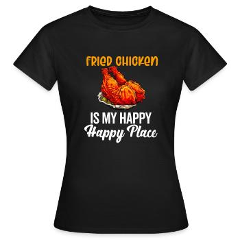 Amateur d’ailes de poulet frites au poulet et aux gaufres - T-shirt Femme - noir - Devant - AI Model Female 172 dark (172cm)
