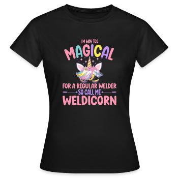 Weldicorn soudage comme un cadeau de fille soudeuse normale - T-shirt Femme - noir - Devant - AI Model Female 172 dark (172cm)