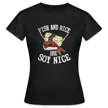Le poisson et le riz sont du soja Nice 2Le poisson et le riz sont du soja - T-shirt Femme - noir - Devant - AI Model Female 172 dark (172cm)