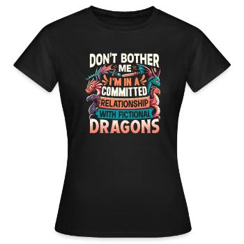 Fictional Dragons – A Committed Relationship - Women's T-Shirt - black - Front - AI Model Female 172 dark (172cm)