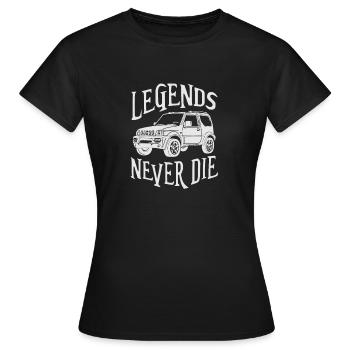 Jimny Geländewagen 4x4 Legends Never Die - Frauen T-Shirt - Schwarz - Vorne - AI Model Female 172 dark (172cm)