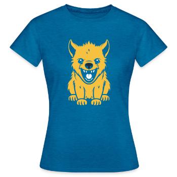 Hyäne - Frauen T-Shirt - Antikblaues Saphir meliert - Vorne - AI Model Female 172 dark (172cm)