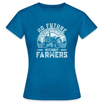 Pas d’avenir sans agriculteurs - T-shirt Femme - bleu saphir antique chiné - Devant - AI Model Female 172 dark (172cm)