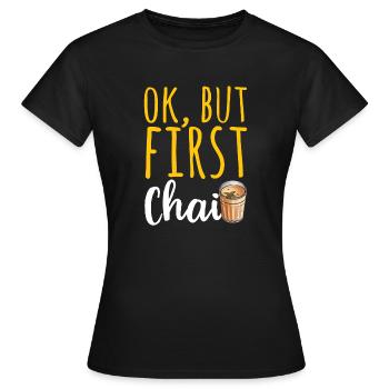Thé Chai Masala Chai - T-shirt Femme - noir - Devant - AI Model Female 172 dark (172cm)