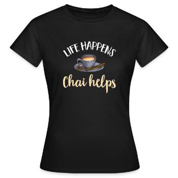 Thé Chai Masala Chai - T-shirt Femme - noir - Devant - AI Model Female 172 dark (172cm)