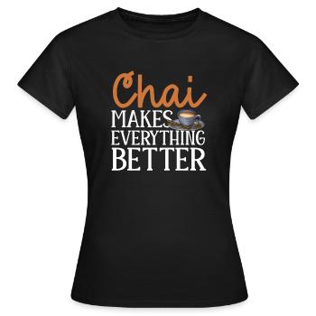 Thé Chai Masala Chai - T-shirt Femme - noir - Devant - AI Model Female 172 dark (172cm)