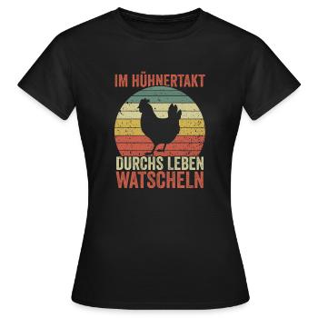 Huhn Bauer Bauernhof Küken Landwirt Hühner - Frauen T-Shirt - Schwarz - Vorne - AI Model Female 172 dark (172cm)