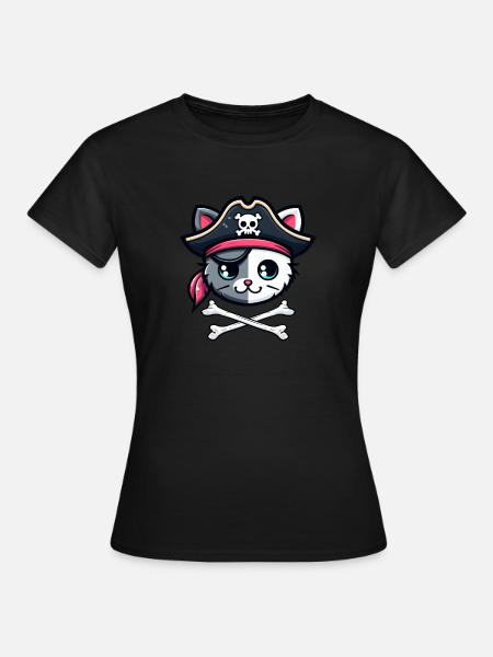 La oss bli forlist, søt kattpirat Gasparilla - Dame-T-shirt - sort
