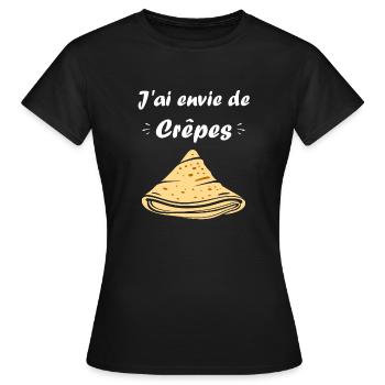 Crêpes Bretagne humour crêpe - T-shirt Femme - noir - Devant - AI Model Female 172 dark (172cm)