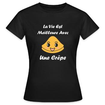 Crêpes Bretagne humour crêpe - T-shirt Femme - noir - Devant - AI Model Female 172 dark (172cm)
