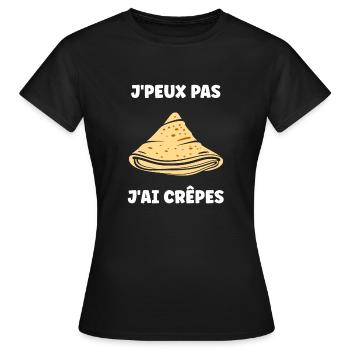 Crêpes Bretagne humour crêpe - T-shirt Femme - noir - Devant - AI Model Female 172 dark (172cm)