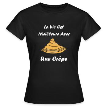 Crêpes Bretagne humour crêpe - T-shirt Femme - noir - Devant - AI Model Female 172 dark (172cm)