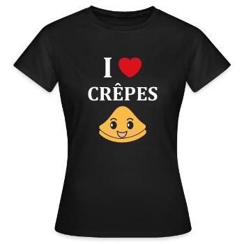 Crêpes Bretagne humour crêpe - T-shirt Femme - noir - Devant - AI Model Female 172 dark (172cm)