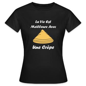 Crêpes Bretagne humour crêpe - T-shirt Femme - noir - Devant - AI Model Female 172 dark (172cm)