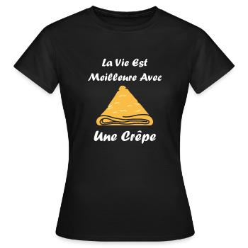 Crêpes Bretagne humour crêpe - T-shirt Femme - noir - Devant - AI Model Female 172 dark (172cm)