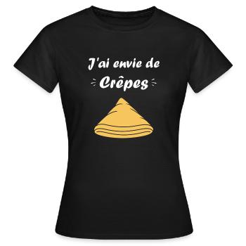 Crêpes Bretagne humour crêpe - T-shirt Femme - noir - Devant - AI Model Female 172 dark (172cm)