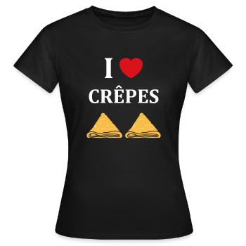 Crêpes Bretagne humour crêpe - T-shirt Femme - noir - Devant - AI Model Female 172 dark (172cm)