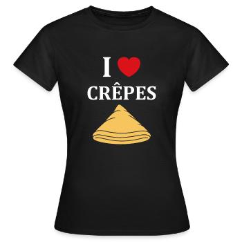 Crêpes Bretagne humour crêpe - T-shirt Femme - noir - Devant - AI Model Female 172 dark (172cm)