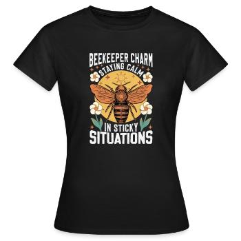 Charme de l’apiculteur - Situations délicates - T-shirt Femme - noir - Devant - AI Model Female 172 dark (172cm)