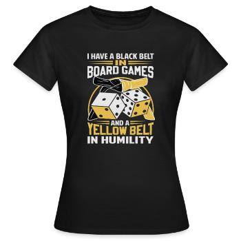 Board Game Saying - Shy, Introvert - Women's T-Shirt - black - Front - AI Model Female 172 dark (172cm)