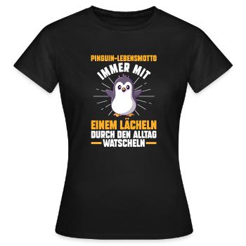 Pingouin mignon - T-shirt Femme - noir - Devant - AI Model Female 172 dark (172cm)