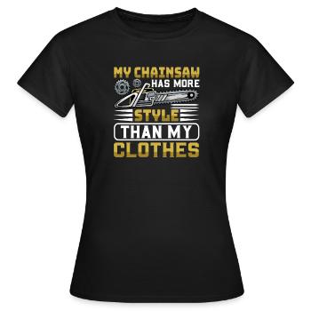 Selbstironie Spruch - Kettensäge Motorsäge - Frauen T-Shirt - Schwarz - Vorne - AI Model Female 172 dark (172cm)