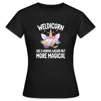 Weldicorn soudage comme un cadeau de fille soudeuse normale - T-shirt Femme - noir - Devant - AI Model Female 172 dark (172cm)