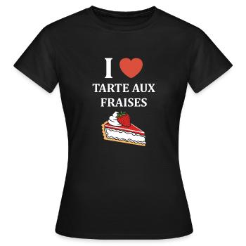 Tarte aux fraises - T-shirt Femme - noir - Devant - AI Model Female 172 dark (172cm)