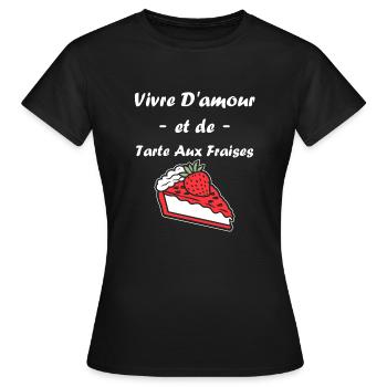 Tarte aux fraises - T-shirt Femme - noir - Devant - AI Model Female 172 dark (172cm)