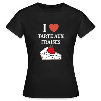 Tarte aux fraises - T-shirt Femme - noir - Devant - AI Model Female 172 dark (172cm)