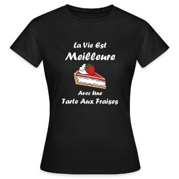 Tarte aux fraises - T-shirt Femme - noir - Devant - AI Model Female 172 dark (172cm)