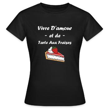 Tarte aux fraises - T-shirt Femme - noir - Devant - AI Model Female 172 dark (172cm)