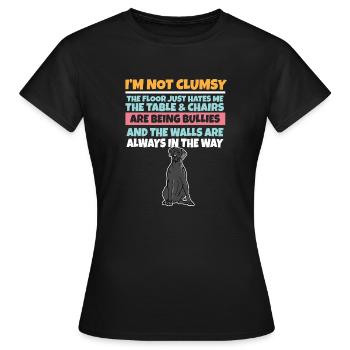 I'm Not Clumsy The Floor Hates Me Foolish Dog - Women's T-Shirt - black - Front - AI Model Female 172 dark (172cm)