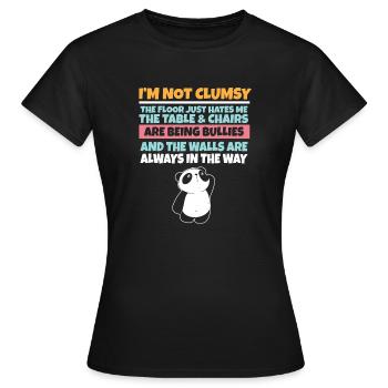 I'm Not Clumsy The Floor Hates Me Foolish Panda - Women's T-Shirt - black - Front - AI Model Female 172 dark (172cm)