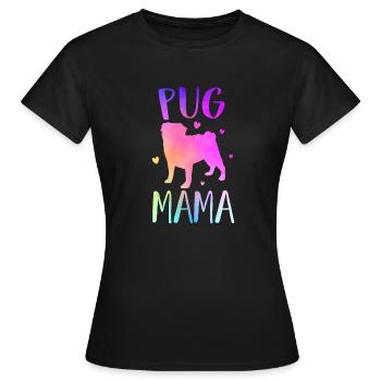 Mops Mama Bunt Mops Hund Mama Regenbogen Aquarell - Frauen T-Shirt - Schwarz - Vorne - AI Model Female 172 dark (172cm)