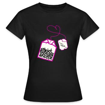 Tea bag in heart pink - Women's T-Shirt - black - Front - AI Model Female 172 dark (172cm)
